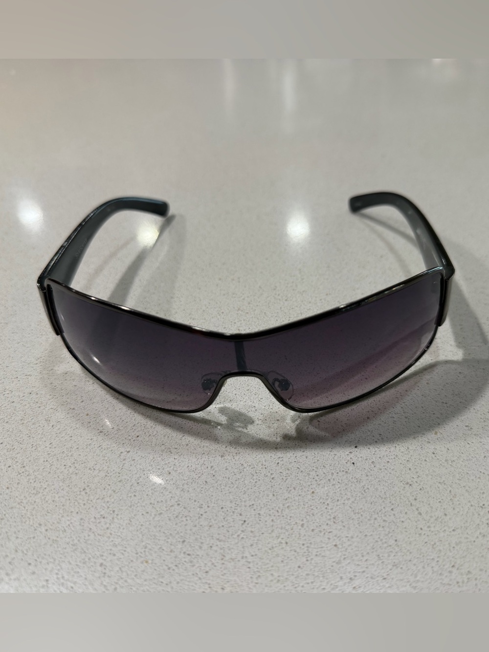 StyleScience Y2K Sport Shield Sunglasses in Smoke Gradient.